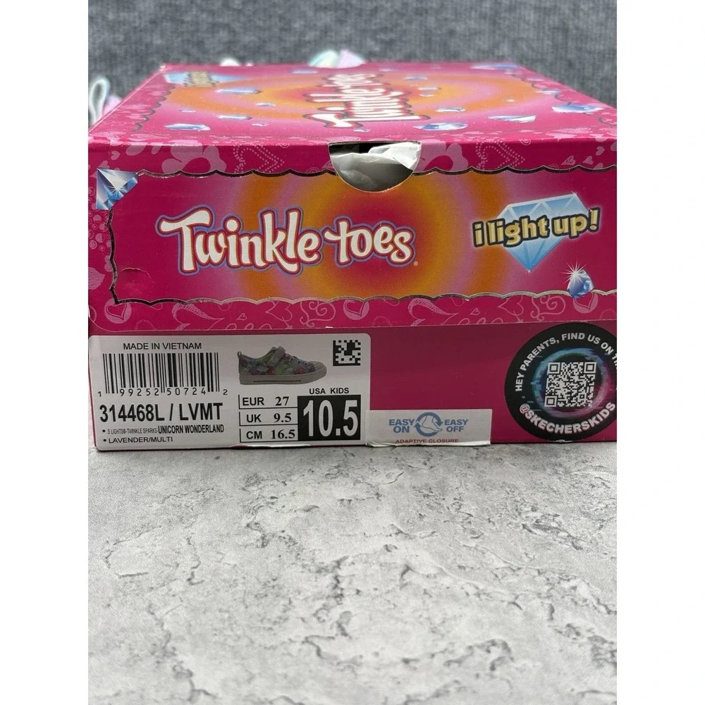 Skechers Twinkle Toes Girls Light Up Glitter Unicorn Low Top Sneaker US 10.5 Kid